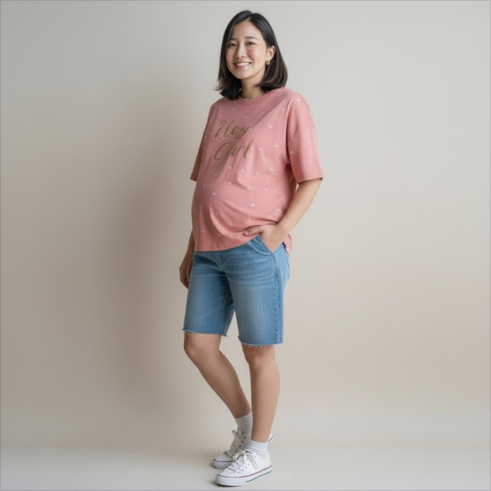 3/$29 Maternity Hey Girl Gender Reveal Motherhood Maternity Top Size M